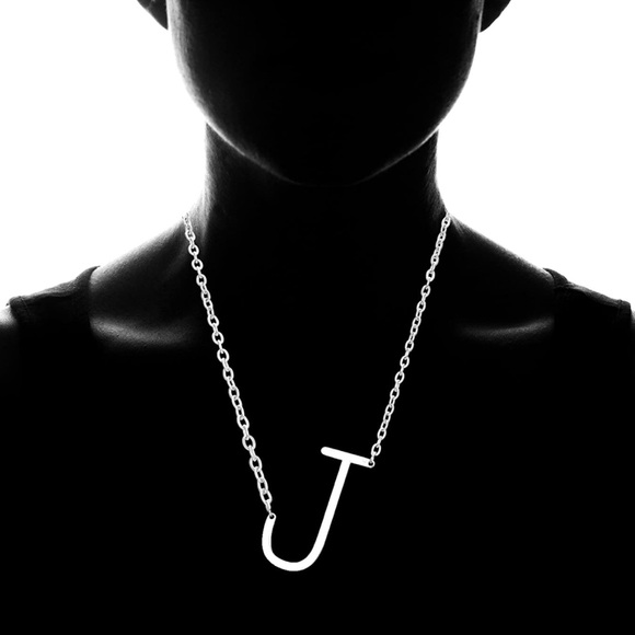 Silver Initial Stainless Steel Pendant Necklace - Picture 5 of 5